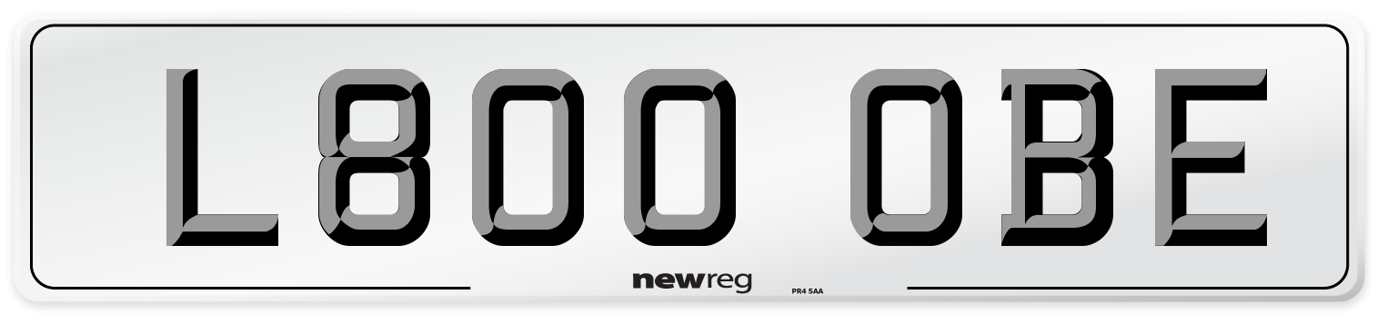 L800 OBE Number Plate from New Reg